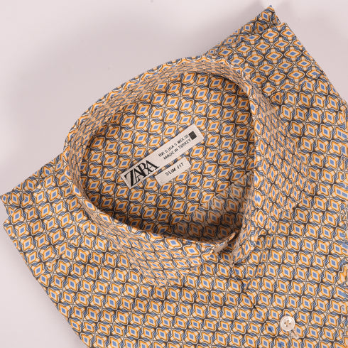 ZR Yellow & Blue Diamond Eye  Printed Shirt